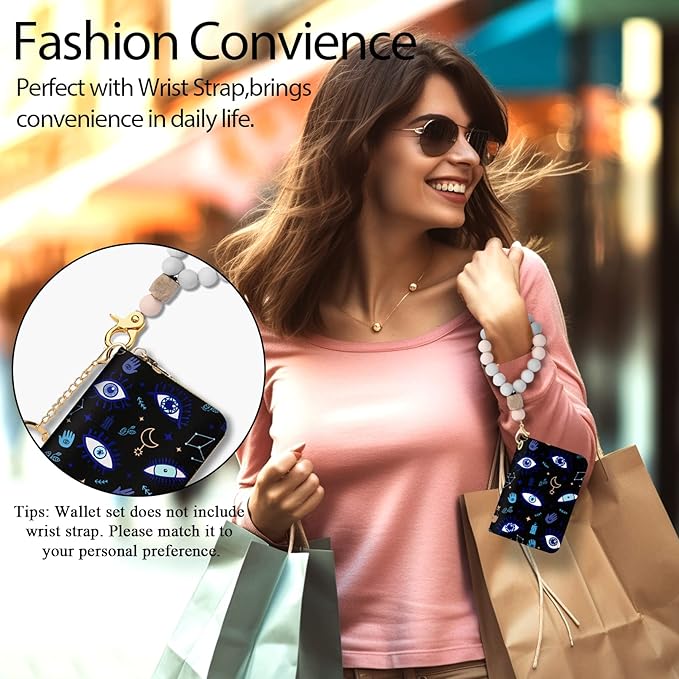 Credit Card Holder RFID Wallet, Small Card Holder Wallet for Women with Keychain Zipper, Funny Leather Print Credit Card Wallets Accordion Gift