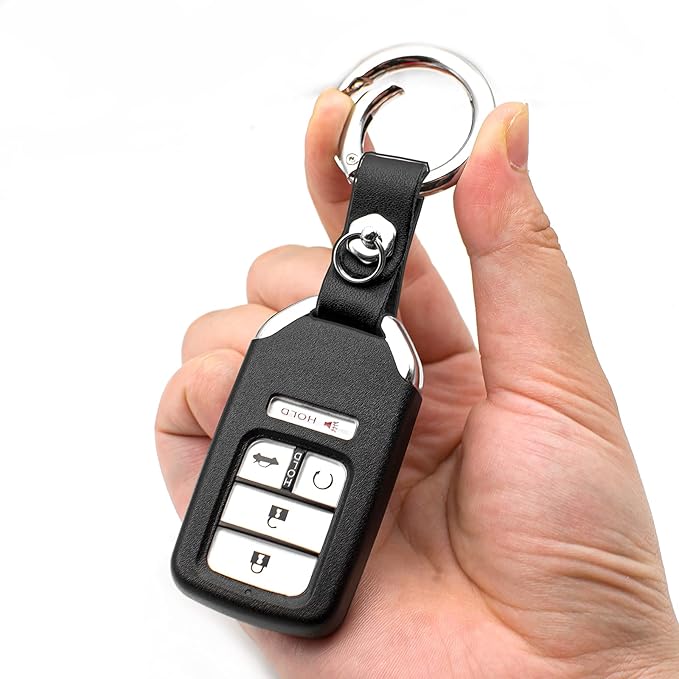 MECHCOS Key-Chain with Quick-Release Spring Clip Keyring - Leather and Metal Car Keychain for Men or Women, with Anti-Lost Ring, Black