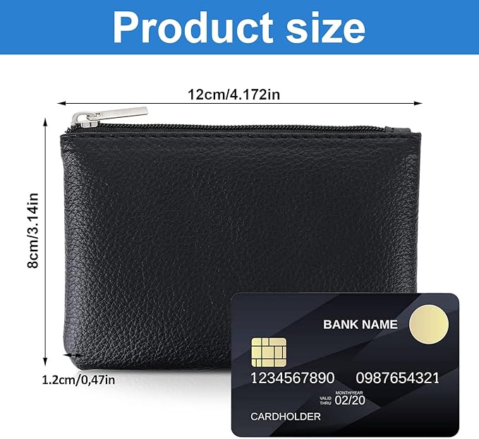 2 Pack Leather Zipper Coin Purse,Portable Change Wallet,Coin Pouch with Zipper for Men Women,Small Pouch Change Purse Coin Bag,Mini Coin Pocket Pouch Change Holder for Men Women(black)