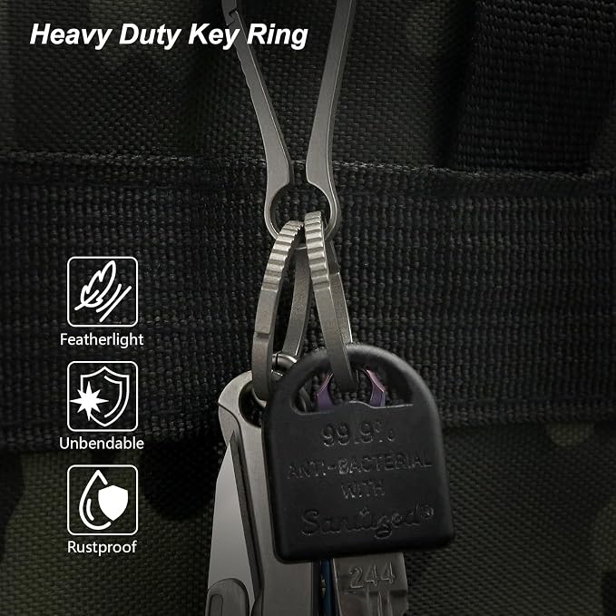 Titanium Key Rings Heavy Duty Side Push Split Key Chain Rings for Key Carabiner Quick Release Keychain