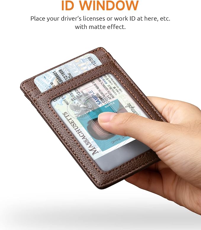 Buffway Mens Slim Wallet, Minimalist Thin Front Pocket Leather Credit Card Holder with RFID Blocking for Work Travel | Minimalist, Thin, Front Pocket, Credit Card Holder, RFID Blocking, for Work Travel