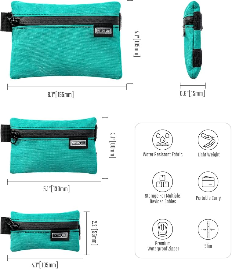 TACTICAL_GEEK Storage A5 EDC Storage Pouch Set, Molle EDC Gadget Pouch, Multi-Functional Utility Small Tool Pocket for Daily Carry (Turquoise)