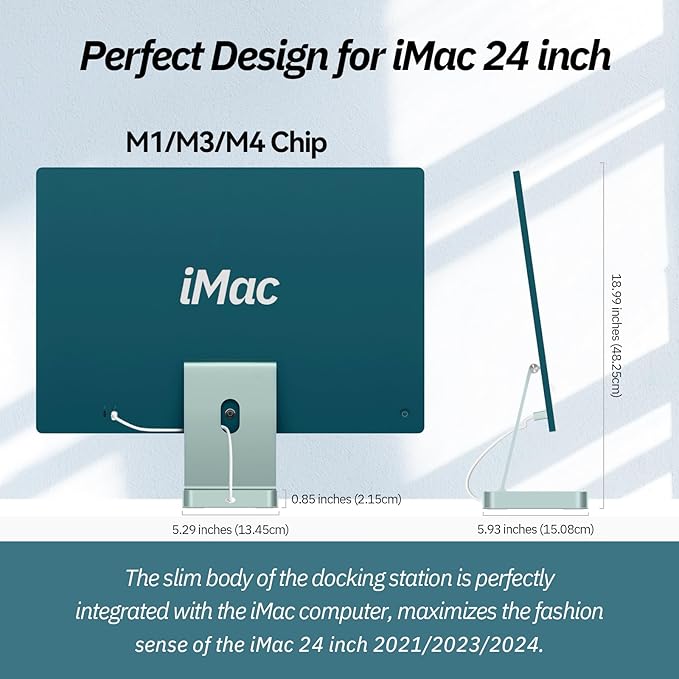 Minisopuru iMac USB C Hub - Supports M.2 NVMe SSD, iMac Accessories for M1/M3/M4, USB A/C 10Gbps, SD/TF, M.2 SSD (Not Included), Green