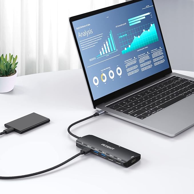 Acodot 9 in 1 USB C to 4K@60HZ HDMI Multiport Adapter, 3 USB 3.0 Ports, SD/TF Card Reader, 100W PD, Designed for MacBook Pro Air HP XPS etc, Black