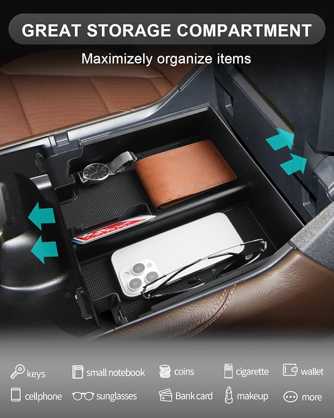 CDEFG for 2026 Ford Expedition Center Console Organizer for 2025 2026 Ford Expedition (Active/Platinum/Tremor/King Ranch) Accessories Middle Console Organizer Armrest Storage Box