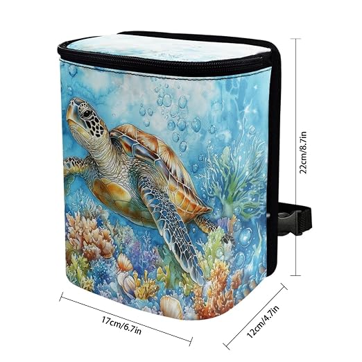 Car Trash Bin Collapsible Car Organizers and Storage for Front Seat Multipurpose Trash Bag Automotive Garbage Can Car Accessories Interior Car Organizer, Sea Turtle Print