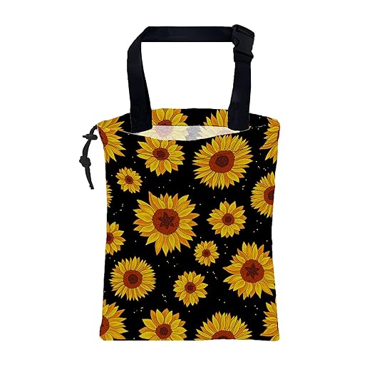Car Garbage Bag Blooming Yellow Sunflowers Drawstring Car Trash Bag Hanging for Back Seat with Adjustable Buckle Canvas Vehicle Trash Can Easy-to-Install