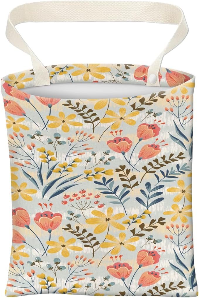 Car Trash Can, Cute Car Trash Bag, Hanging Car Organizer and Storage Bag, Trash Bin for Car Accessories, Vehicle, Travelling, Camping Cute Colorful Floral