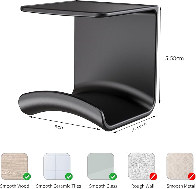 HomeMount Headphone Hook Under Desk - Headphone Holder Under Table, Adhesive Gaming Headphone Stand Hanger Desk Mount for Most Headphone(Black-2P)