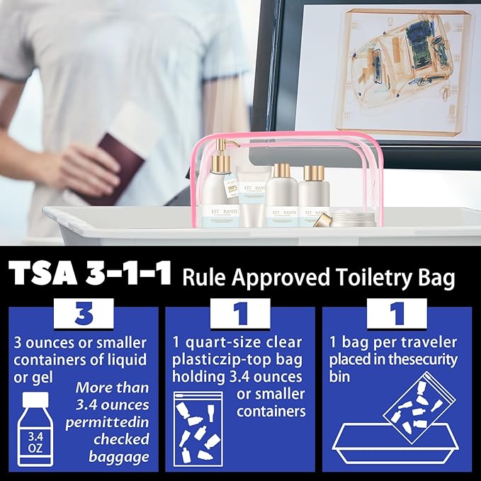 YedsIntu 16-Piece Makeup Bags, Waterproof Toiletry Bag Carry Pouch Portable Cosmetic Bag PVCTravel Clear Pouches Carry-on Travel Essentials Transparent Storage Organizer Bag (Rose Pink-M)
