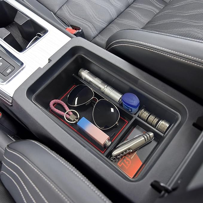 TACOBRO Center Console Organizer Compatible with Nissan Altima 2019 2021 2022 2023 2024 2025 2026 Accessories, Armrest Insert Tray with Coin Holder Keep Organized with Rubber Pad Red