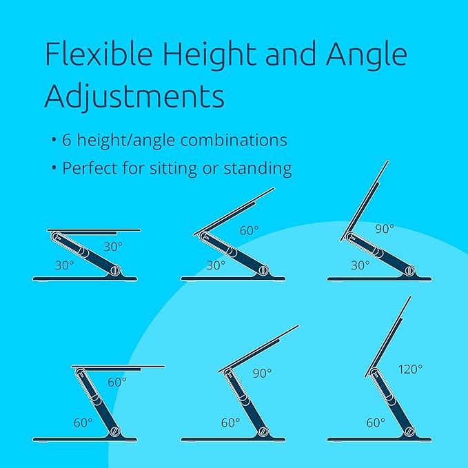 Kensington SmartFit EQ Adjustable Laptop Stand for Desk, Foldable Portable Notebook Holder, Anti-Slip Silicone Tablet Mount for 13"-16" Laptops and Tablets, Black K50427NA