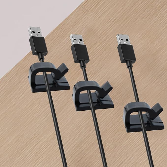 Septe 100 PCS Adhesive Cable Clips,Outdoor Light Clips,ethernet Cable Clips,Cord Clips for Wires on Wall,Wire Clips for Cable Management Under Desk, Car, TV(Black)