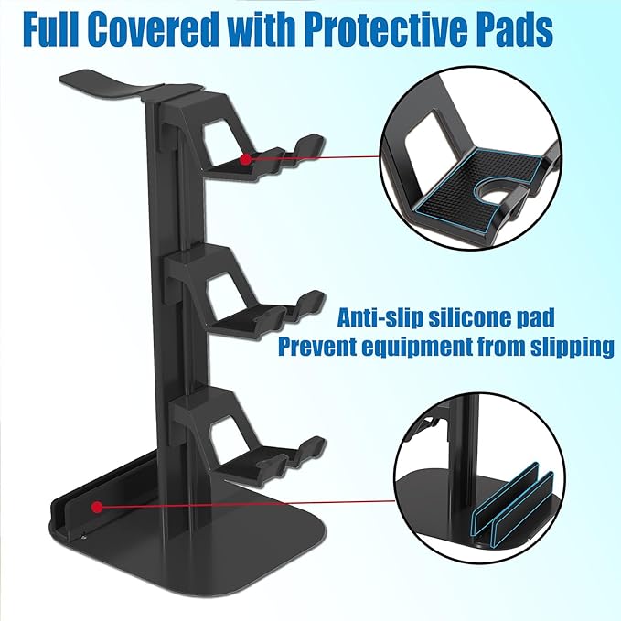 Game Controller Holder & Headphone Stand for Desk, 3-Layer Headset Holder Storage Organizer Switch/Headphones/Controller/Laptop Mobile Phone