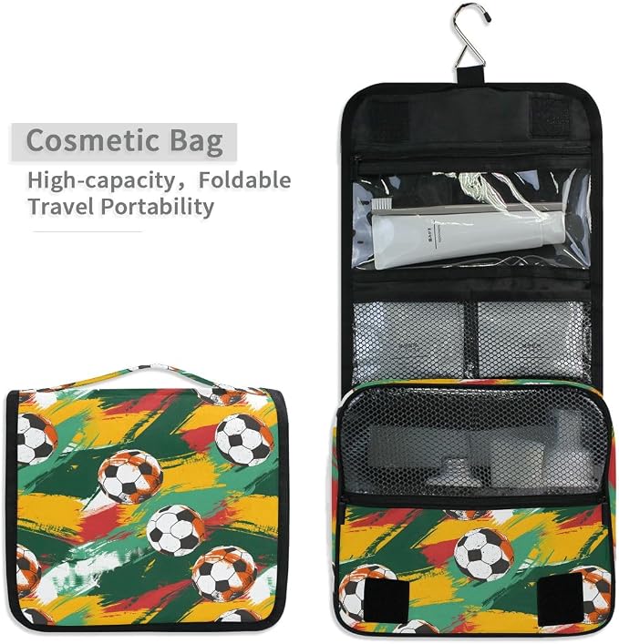 senya Hanging Travel Toiletry Bag Football 1 Kit Makeup Case Cosmetics Organizer for Men Women