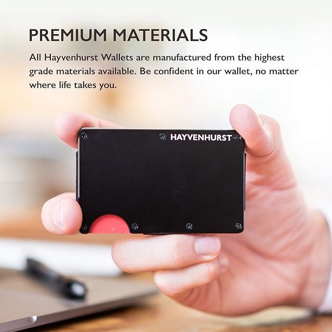 Hayvenhurst Wallet for Men - Slim RFID Blocking Metal Wallet with Money Clip, Minimalist Front Pocket Credit Card Holder, Small Mens Wallet