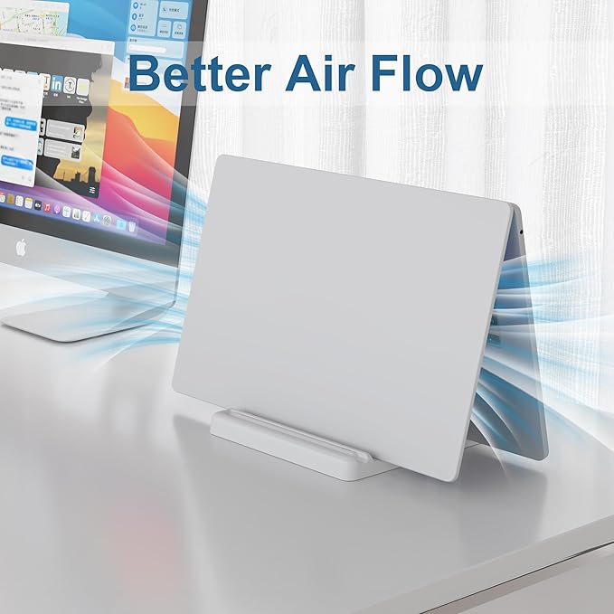 Vertical Laptop Stand Holder - Adjustable ABS Plastic Laptop Holder Vertical, Space-Saving 4 in 1 Compatible with All MacBook Pro Air, Mac, HP, Dell, Microsoft Surface (White)