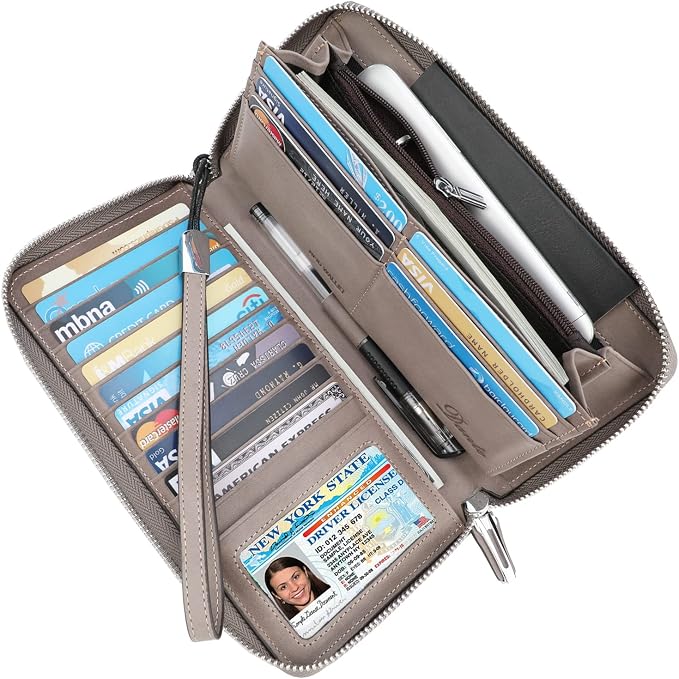 Lavemi Small Compact Women Wallet RFID Blocking Genuine Leather Bifold Purse with ID Windows
