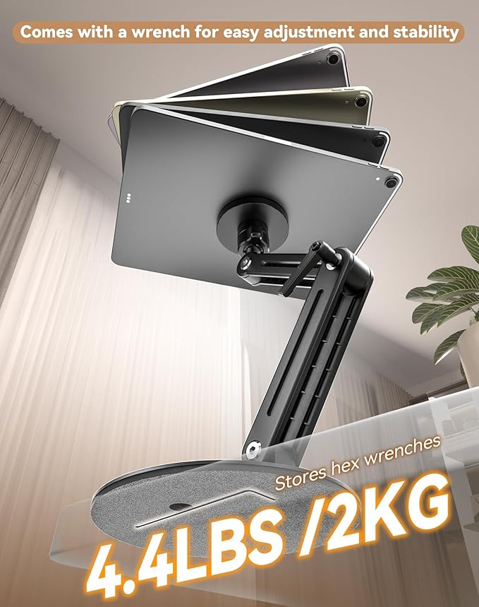 Jakeko Magnetic Portable Monitor Stand 15.6" - up to 16" 18.5 inch Tablet Holder for iPad VESA Mount 75mm for Desk Adjustable Foldable 360° Swivel (Up to 18.5'')