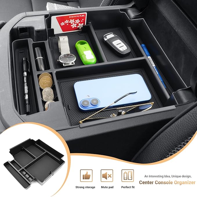 Power Sliding Middle Console Organizer GMC Denali for 2021-2026 GMC Yukon (Denali/Denali Ultimate) Yukon XL GMC Denali 26 Yukon SUV Console Tray Middle Console Arm Rest Organizer Denali Accessories