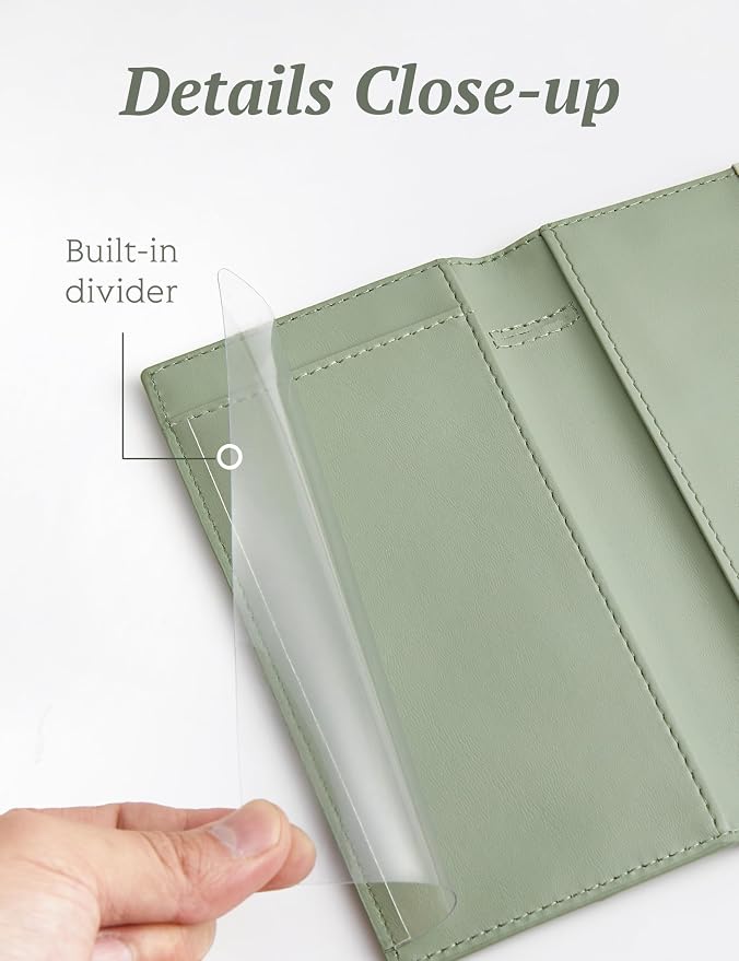 Zreal Checkbook Cover for Women, Premium Vegan Leather Checkbook Holder for Top & Side Tear Duplicate Checks with RFID Blocking (Sage Green)