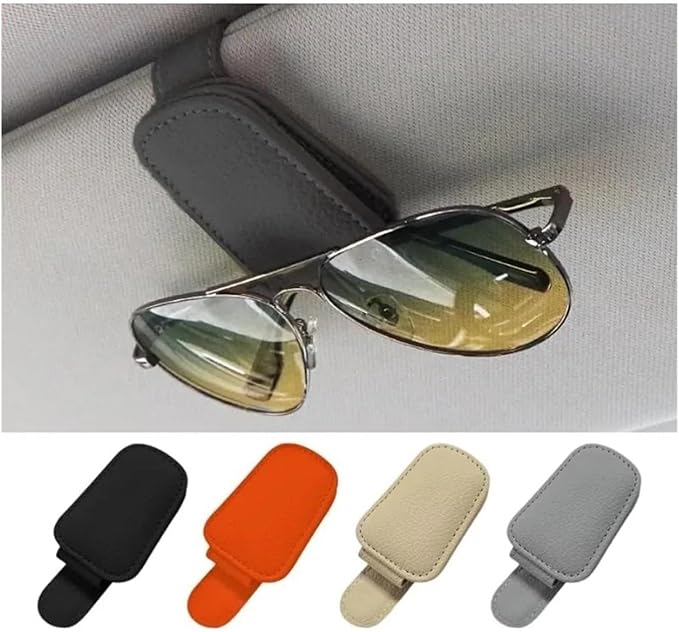 Car Glasses Cases for Sunglass Holder Car Visor Sunglasses Clip Magnetic Leather Glasses Black/1PCS (Grey)
