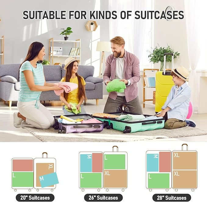 6 Set Compression Packing Cubes, Suitcase Organizer, Lightweight Travel Essentials, Compression Bags For Travel Accessories Luggage Storage Set (6Pcs, Black)
