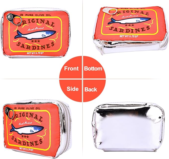 Canned Sardines Makeup Bag, Canned Sardines Style Toiletry Bag Cute Travel Bag Creative Cute Makeup Bag Aesthetic Toiletry Bag for Women