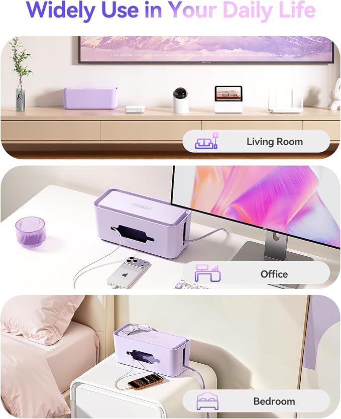 ORICO Cable Management Box, Cord Hider Box to Conceal Power Strips on Desk or Floor, Keeping Cords Tidy and Protected from Damage, Stylish Cable Organizers for Home, Office, School - PB01