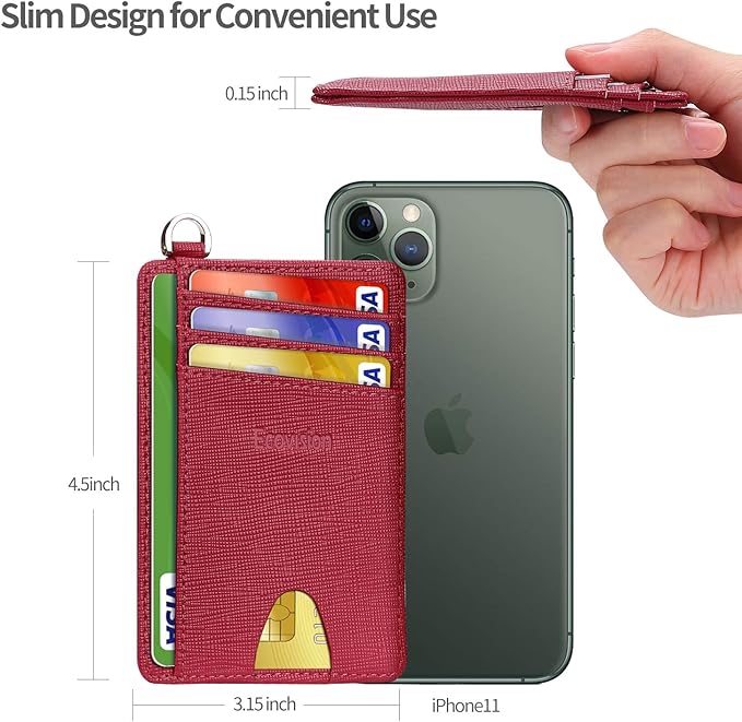 EcoVision Slim Minimalist Front Pocket Wallet, RFID Blocking Credit Card Holder Wallet with Detachable D-Shackle for Men Women