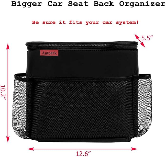AUTOARK Car Seat Back Organizer and Cooler Set,Multi-Pocket Travel Storage Bag(Heat-Preservation and Waterproof),Bigger-Capacity,AK-054