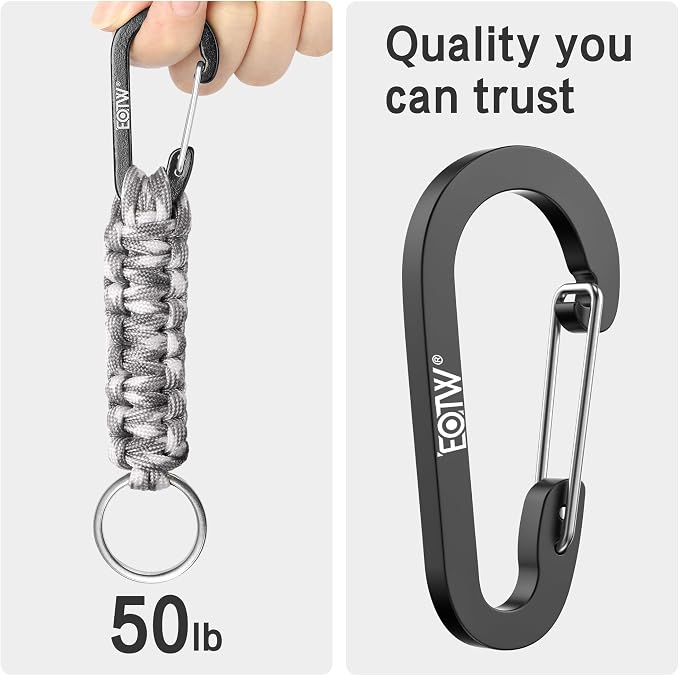 EOTW Carabiner Keychain,Paracord Keychain Small Aluminum Clip D Ring for Camping, Hiking, Fishing, Or As A Key Organizer