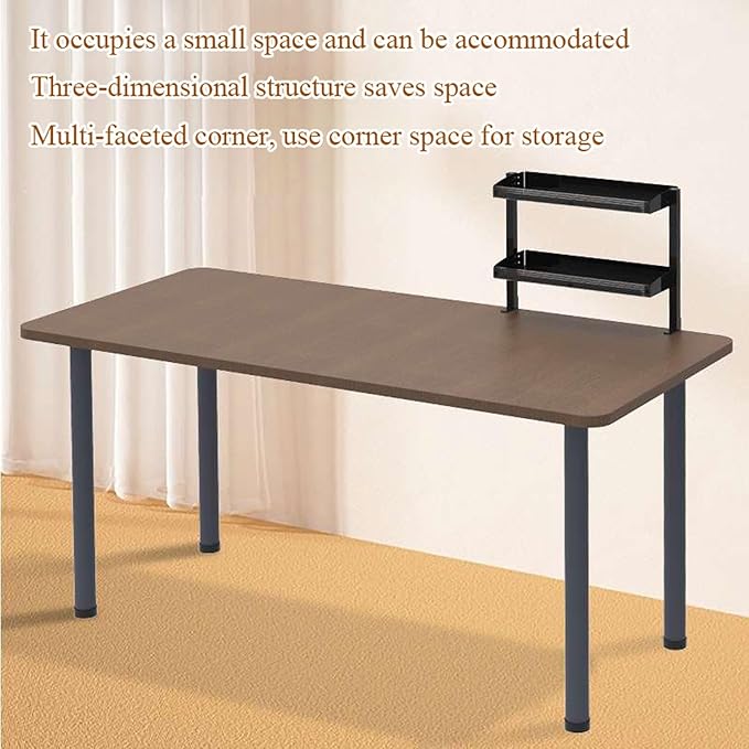 Clamp-On Desktop Organizer Shelf, Adjustable Clip-on Tabletop Storage Tray for Office Desk, Clamp-on above or Under Desktop Storage Shelf, Save Space, Black + Plastic Panel + Grid