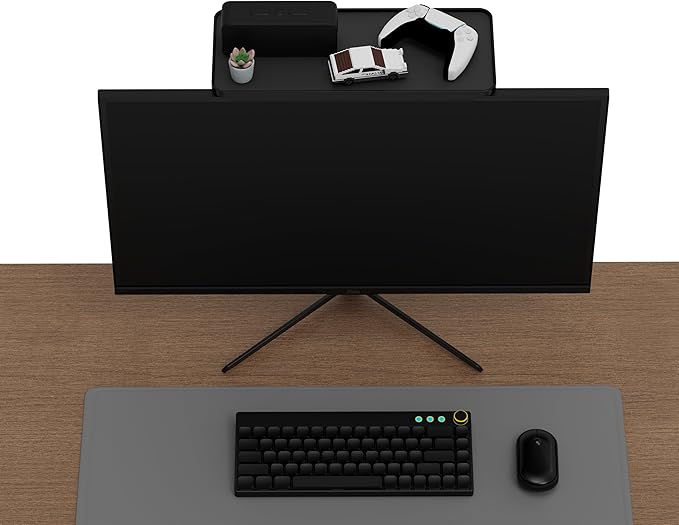 Pixio 12 inch Black Monitor Storage Top Shelf - Adjustable Platform, Universal Fit, Holds Up to 13lbs, Works on TV, Flat, Curved Monitors, Storage for Webcams, Clocks, Phone, Figures