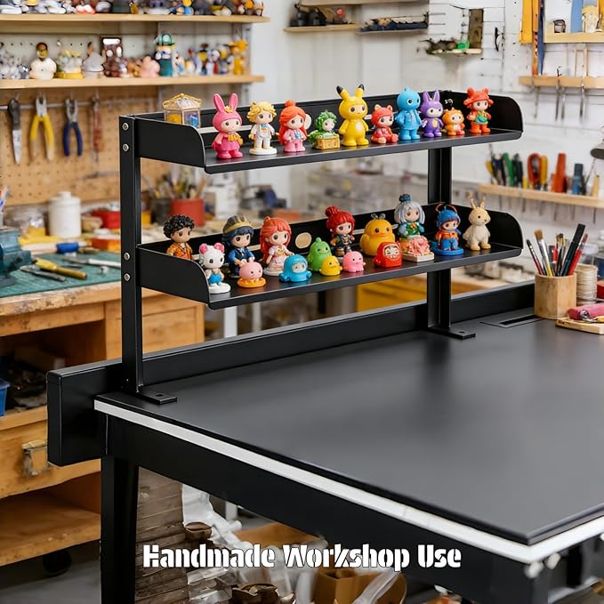 Yuxh Clamp On Desk Shelf 2 Tier Cilp Under Table Organizer, Black-S, 15 inch