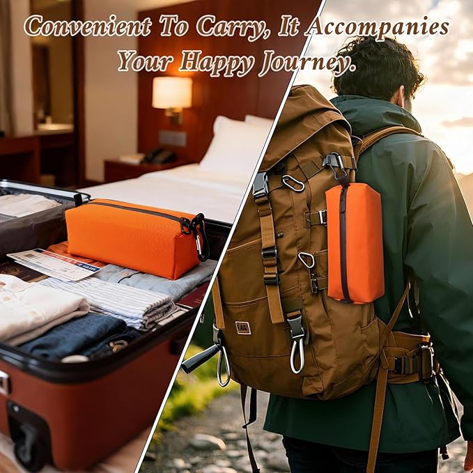 Small Toiletry Bag for Men, Travel Bag Waterproof and Foldable for Storage Mini Toiletry Bag Equipped With Carabiner for Easy Portability (orange)
