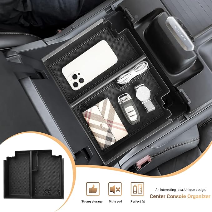 2025 2026 Ford Expedition Center Console Tray Armrest Tray Organizer for Expedition Accessories (Active/Platinum/Tremor/King Ranch) Middle Console Storage Center Console Insert Tray Arm Rest Organizer