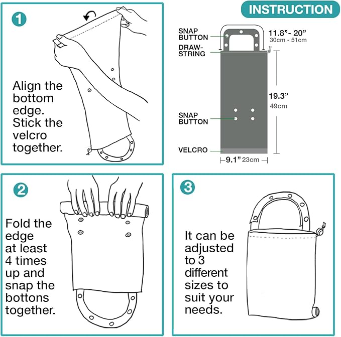Waterproof Car Trash Bag Reusable Portable Garbage Can with Drawstring Top Adjustable Hanging Strap Leakproof & Washable for Cars SUVs & Trucks (Black)