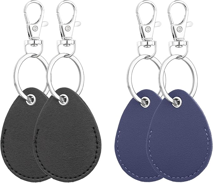Psyqtsuary Leather Key Fob Holder, 4 Pcs PU Leather Keychain Key Holder for Keychain General Keys Fob, for Keys ID Keys Cards