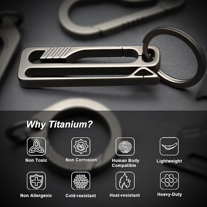 Titanium Key Holder Heavy Duty Quick Release Keychain Clip with Key Ring for Men and Women