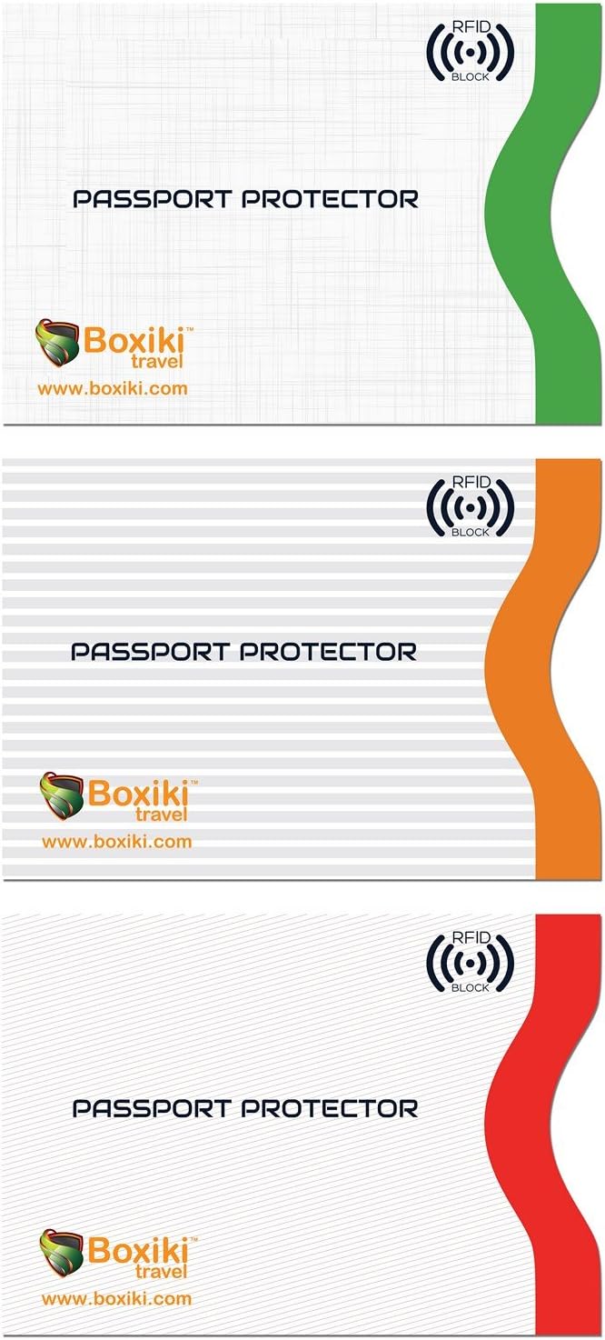 Boxiki Travel Set of 15 RFID, Set with Color Coding | Identity Theft Prevention RFID Blocking Envelopes and Passport Covers (White Collection)