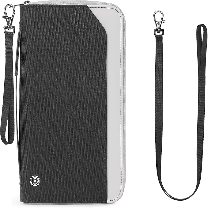 Passport Holder Family for 4, RFID Blocking Travel Wallet Women Men,Passport Wallet with Airtag Holder,Family Passport Protector Case, RFID Blocking, Lightweight, Zipper, Document Organizer, Pouch Bag