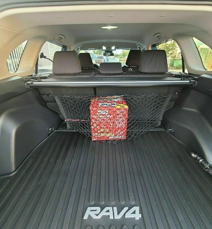 Rear Trunk Seats Organizer Cargo Net for Toyota RAV4 2019-2025 – Envelope Style Cargo Net for SUV–Premium Mesh Elastic Car Trunk Organizer Vehicle Carrier Storage–Compatible with RAV4