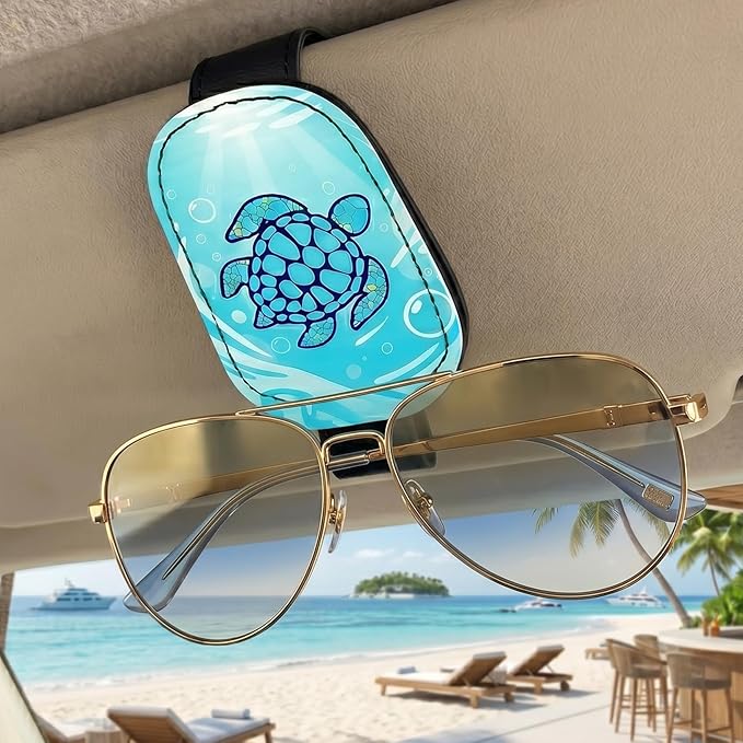 Sloth Car Sunglasses Holder Magnetic Leather Glasses Clip for Car Sun Visor Cute Sloth Cars Accessories Eyeglass Hanger Organizer Universal Visor Clip for Women and Men Gifts Decor