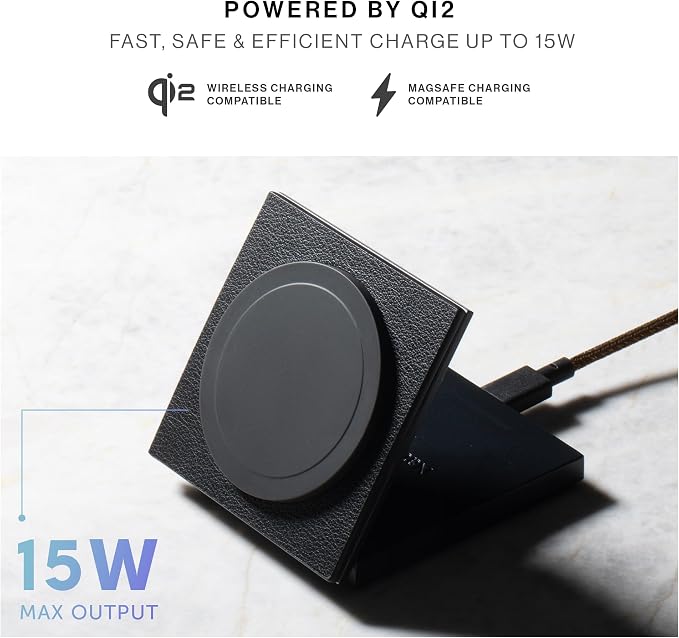 Native Union Rise Magnetic Wireless Charger – Qi2 Certified & MagSafe Compatible – Foldable Charging Pad & Stand for iPhone Air, 17 & Other Qi-Compatible Devices – Up to 15W Fast-Charging (Black)