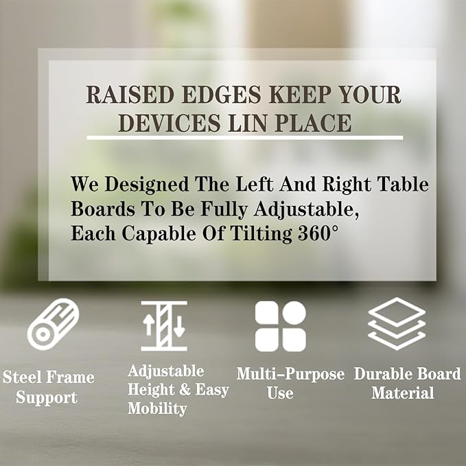 Height and Angle Adjustable Overbed Tables Laptop Stand with Wheels for Couch Hospital Over Bed Table Side Tray Tables Laptop Bed Sofa Side Table