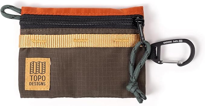 Topo Designs Accessory Bags, Travel Organizer Accessories for Smaller Items, Durable Storage Pouch, 3 Sizes, Fully Lined Pack Cloth (Mountain, Woodland/Terracotta)