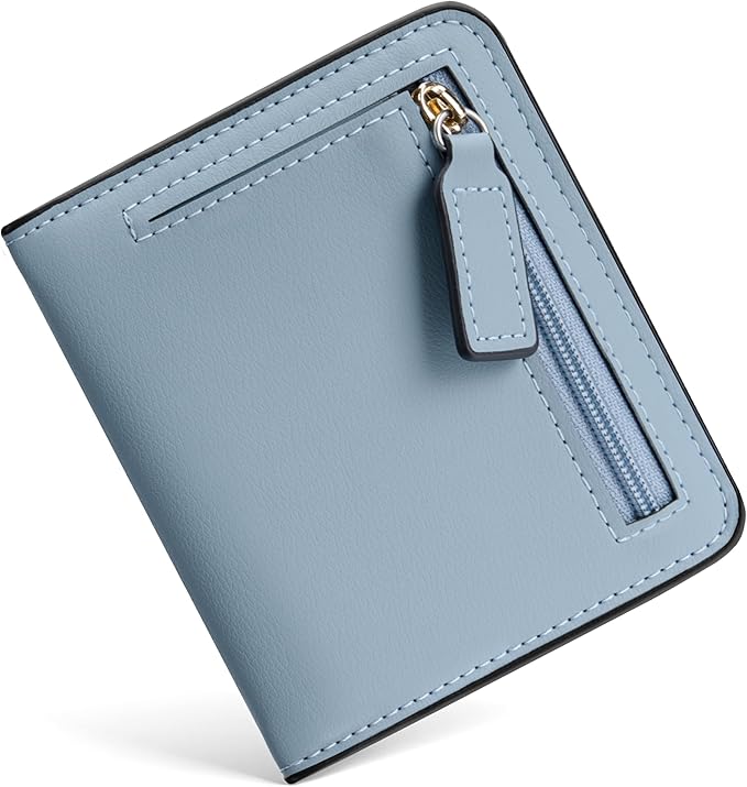 Toughergun Women’s Small Slim Leather Wallet with RFID Protection, Compact Bifold Mini Purse with Clear ID Window