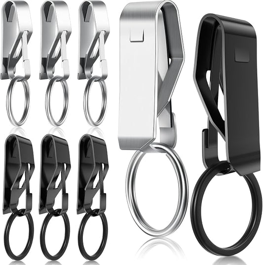 Threan 8 Pcs Duty Belt Key Holder Tactical Stealth Belt Key Clip Metal Keyring Holder for Men Police Law Enforcement
