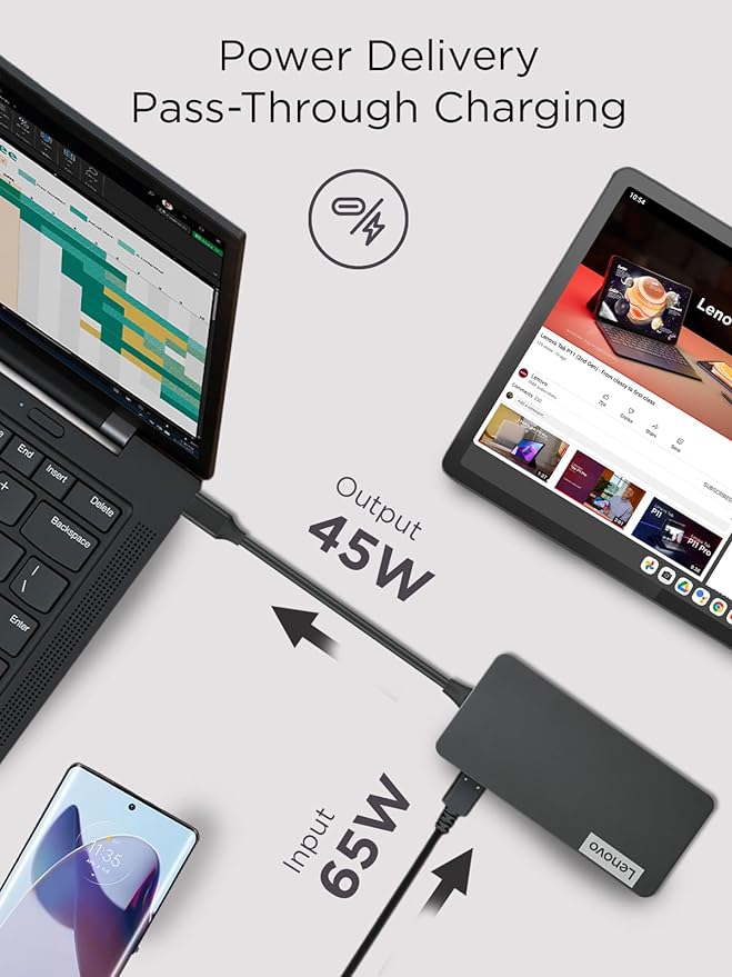 Lenovo ??USB-C 7-in-1 Hub ??Computer Networking Laptop Accessory ??Laptop Docking Station - 4K via HDMI, 3 USB-A devices, 2 SD/TF Card Readers USB-C Power Pass Through